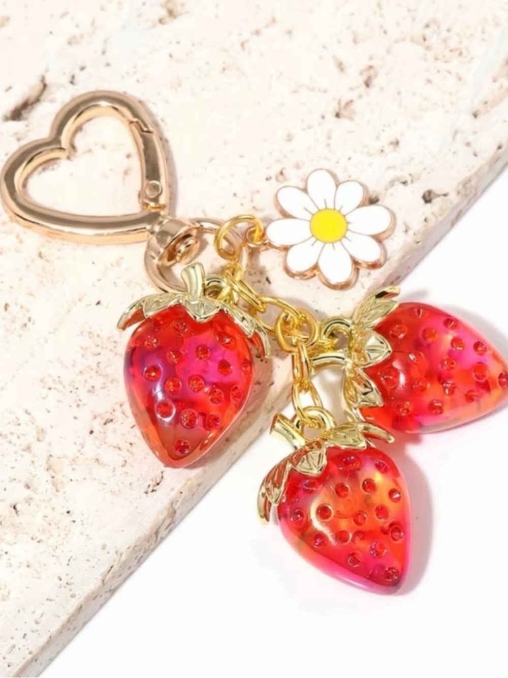 Strawberries Bag Charm with Heart Lobster Claw - NIP